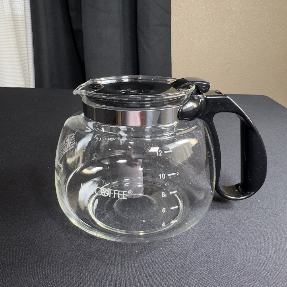 Mr Coffee 12 Cup Replacement Glass Carafe Decanter Black Handle Made in USA
